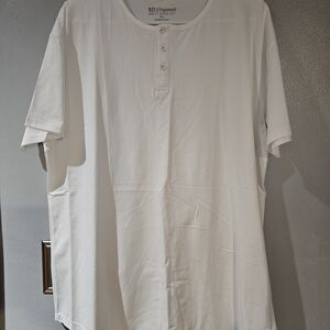 Men's White Short Sleeve Henley Shirt
